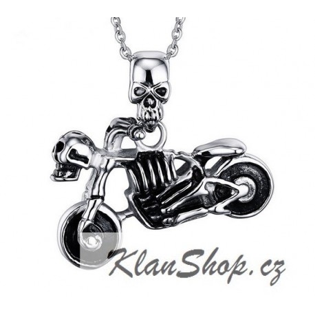 Ocelový přívěsek - Skeleton Biker