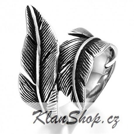 Prsten z chirurgické oceli - Pírka