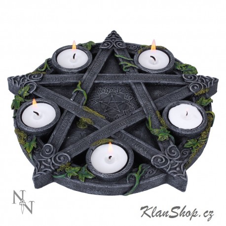 Dekorační Svícen - Wiccan Pentagram