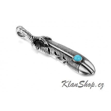 Ocelový přívěsek - Pírko