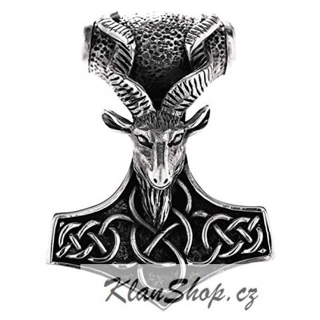 Ocelový přívěsek - Thorovo kladivo - Kozel