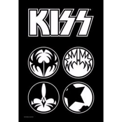 Vlajka na zeď s kapelou - Kiss - Faces