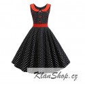 Dámské retro šaty - Black Polka