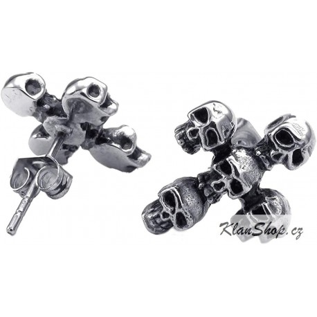 Náušnice z oceli -  Kříže z lebek