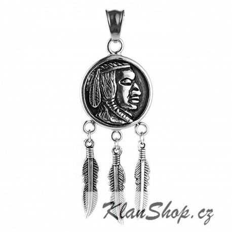 Ocelový přívěsek - Indián