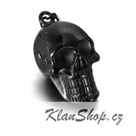 Ocelový přívěsek - Černá lebka