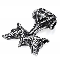 Ocelový přívěsek - Thorovo kladivo s vlky