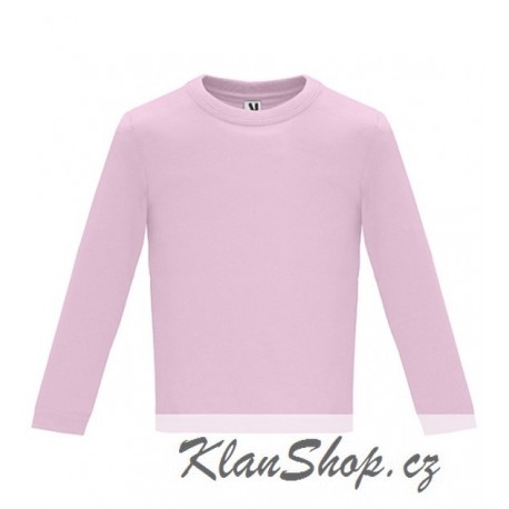 Dětské tričko s dlouhým rukávem 6M-24M - Světle růžové