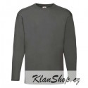 Pánské tričko s dlouhým rukávem bez potisku - Tmavě šedé