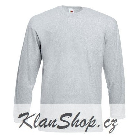 Pánské tričko s dlouhým rukávem bez potisku - Světle šedé