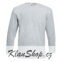 Pánské tričko s dlouhým rukávem bez potisku - Světle šedé