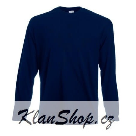 Pánské tričko s dlouhým rukávem bez potisku - Tmavě modré