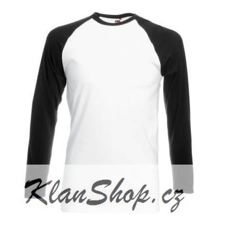 Pánské tričko s dlouhým rukávem bez potisku - Bíločerné