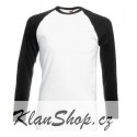 Pánské tričko s dlouhým rukávem bez potisku - Bíločerné