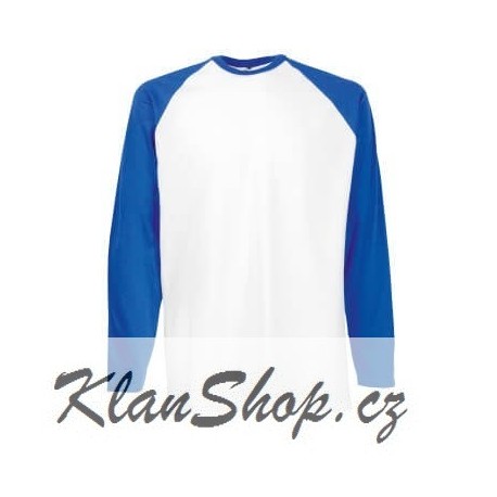 Pánské tričko s dlouhým rukávem bez potisku - Bílomodré