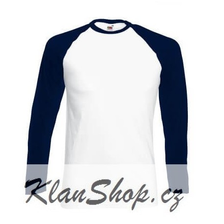 Pánské tričko s dlouhým rukávem bez potisku - Bílomodré
