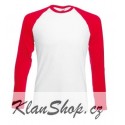 Pánské tričko s dlouhým rukávem bez potisku - Bíločervené