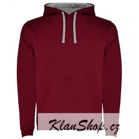 Pánská mikina s kapucí bez potisku - Granátová