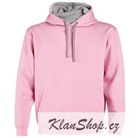 Pánská mikina s kapucí bez potisku - Světle růžová