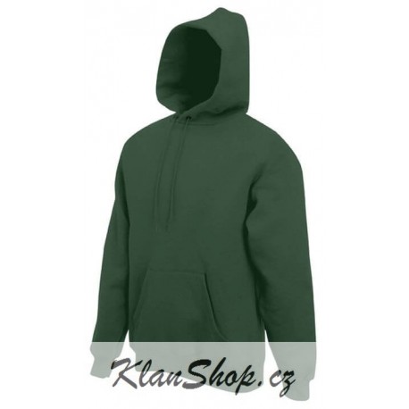 Pánská mikina s kapucí bez potisku - Tmavě zelená
