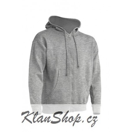 Pánská mikina se zipem bez potisku - Šedá