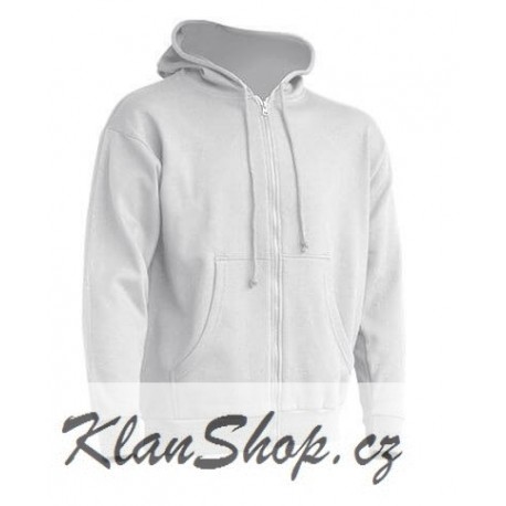 Pánská mikina se zipem bez potisku - Bílá