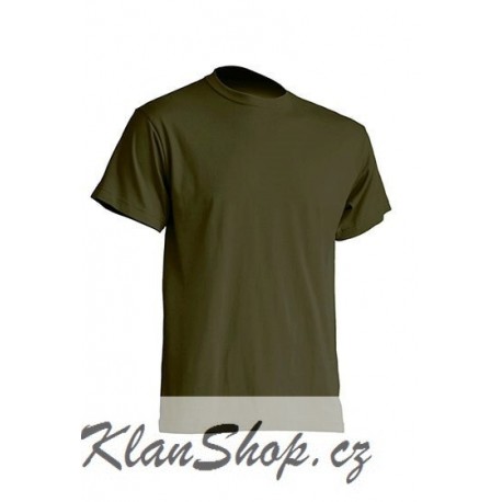 Pánské silnější tričko bez potisku - Khaki