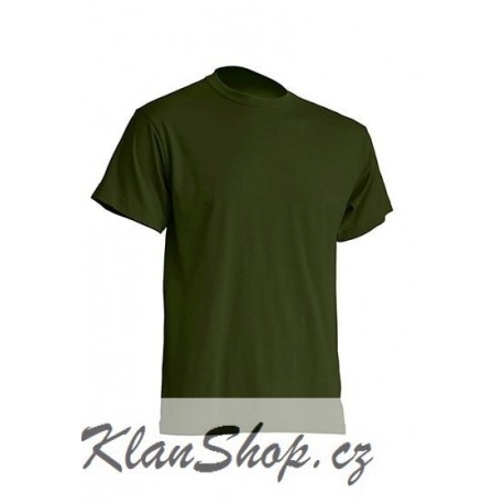 Pánské silnější tričko bez potisku - Tmavě zelené