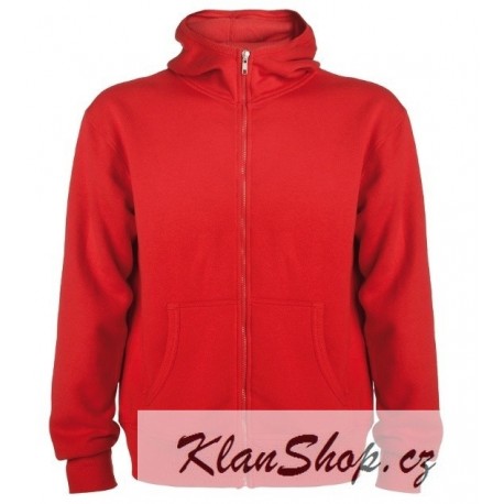 Pánská mikina se zipem a kapucou bez potisku - Červená