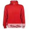 Pánská mikina se zipem a kapucou bez potisku - Červená