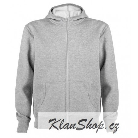 Pánská mikina se zipem a kapucou bez potisku - Šedá