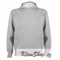 Pánská mikina se zipem a kapucou bez potisku - Šedá