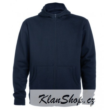 Pánská mikina se zipem a kapucou bez potisku - Tmavě modrá