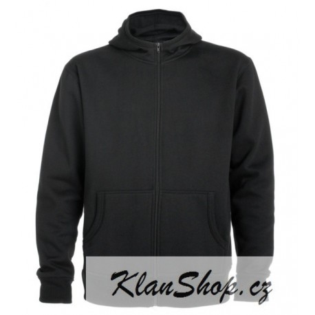 Pánská mikina se zipem a kapucou bez potisku - Černá