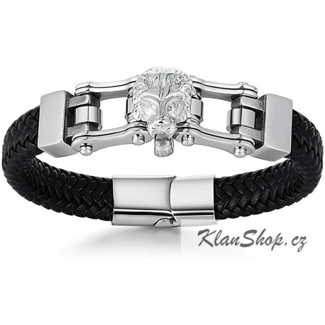 Náramek z chirurgické oceli - Lev s řetězem