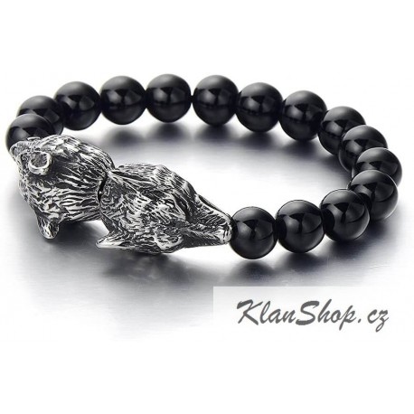 Náramek z chirurgické oceli - Vlčí hlavy
