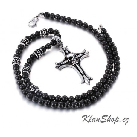 Řetízek z chirurgické oceli - Kříž s lebkou