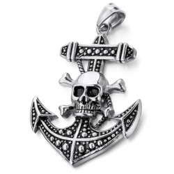 Ocelový přívěsek - Kotva s lebkou