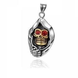 Ocelový přívěsek - Červenooká lebka