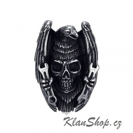 Ocelový přívěsek - Orlice s lebkou