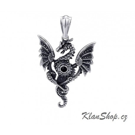 Ocelový přívěsek - Steampunk drak