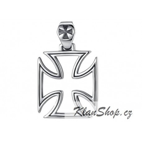 Ocelový přívěsek - Motorkářský kříž