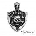 Ocelový přívěsek - Erb s lebkou