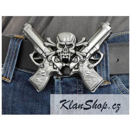 Přezka na opasek - Skulls and Guns