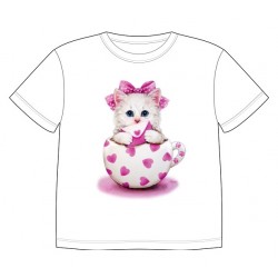 Dětské tričko s potiskem zvířat - Malé bílé koťátko
