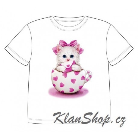 Dětské tričko s potiskem zvířat - Malé bílé koťátko