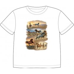 Dětské tričko s potiskem zvířat - Koně ve volné přířodě