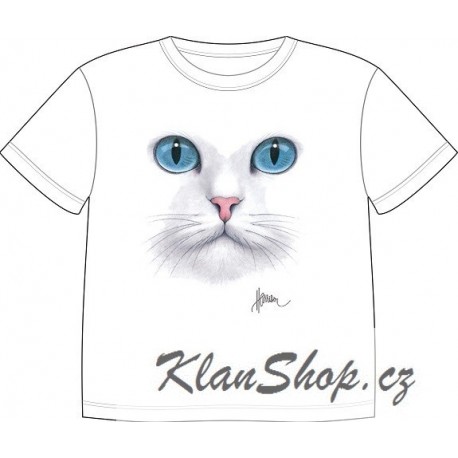 Dětské tričko s potiskem zvířat - Bílá kočka