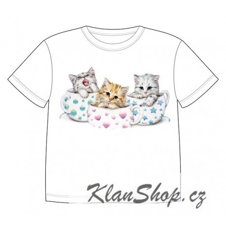 Dětské tričko s potiskem zvířat - Kočičky v šálcích