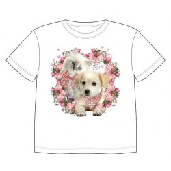 Dětské tričko s potiskem zvířat - Pejsek s kočičkou
